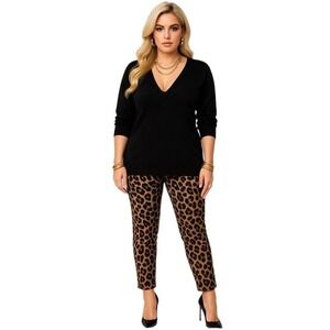 THS Kimono V Sweater Black Short Sleeves VNeck Knit Empire Waist Sweater Small